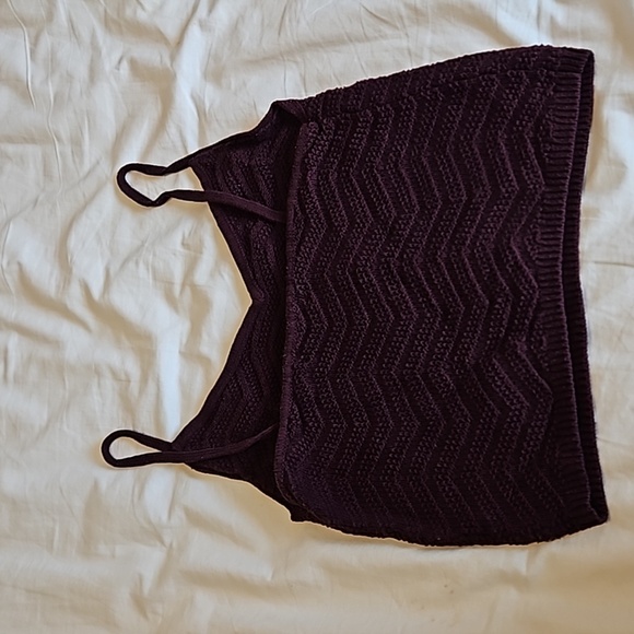 🩴Kendall & Kylie Burgundy Croped Tank Top Size M - Picture 2 of 6